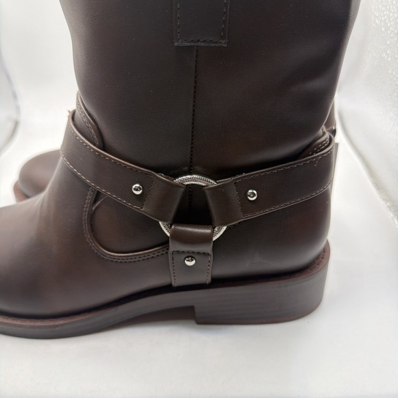 DV by Dolce Vita Women's Brown Moto Boot Size 9 Harness Strap Low Heel - Picture 9 of 14